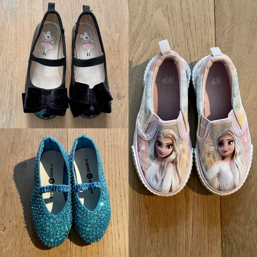 🌸 Meisjes ballerina schoenen + glitters en Frozen maat 24, Gebruikt, Meisje, Schoenen, Ophalen of Verzenden