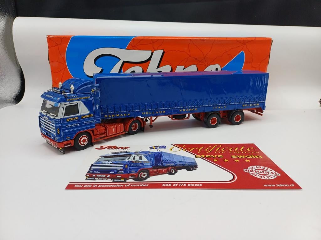 Tekno Scania 143 Steve Swain, Hobby en Vrije tijd, Modelauto's | 1:50, Zo goed als nieuw, Bus of Vrachtwagen, Tekno, Ophalen of Verzenden