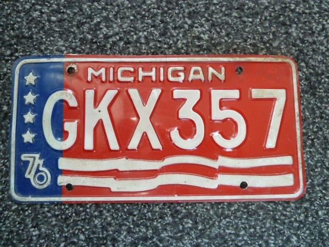 Kentekenplaat licenseplate Michigan Bicentennial 1976 USA, Verzenden, Gebruikt, Auto's