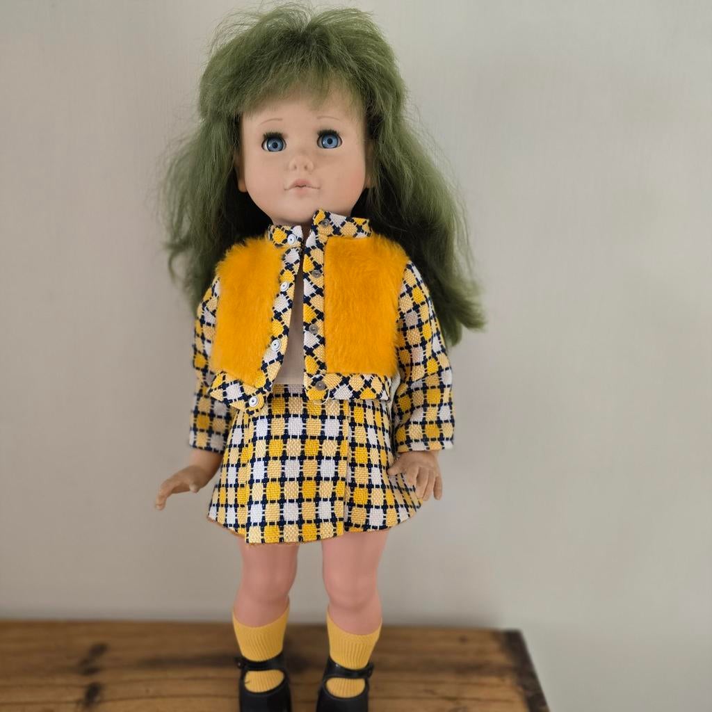 Schildpadpop 50 cm - Originele jaren '60 kleding, Ophalen of Verzenden, Gebruikt, Overige typen