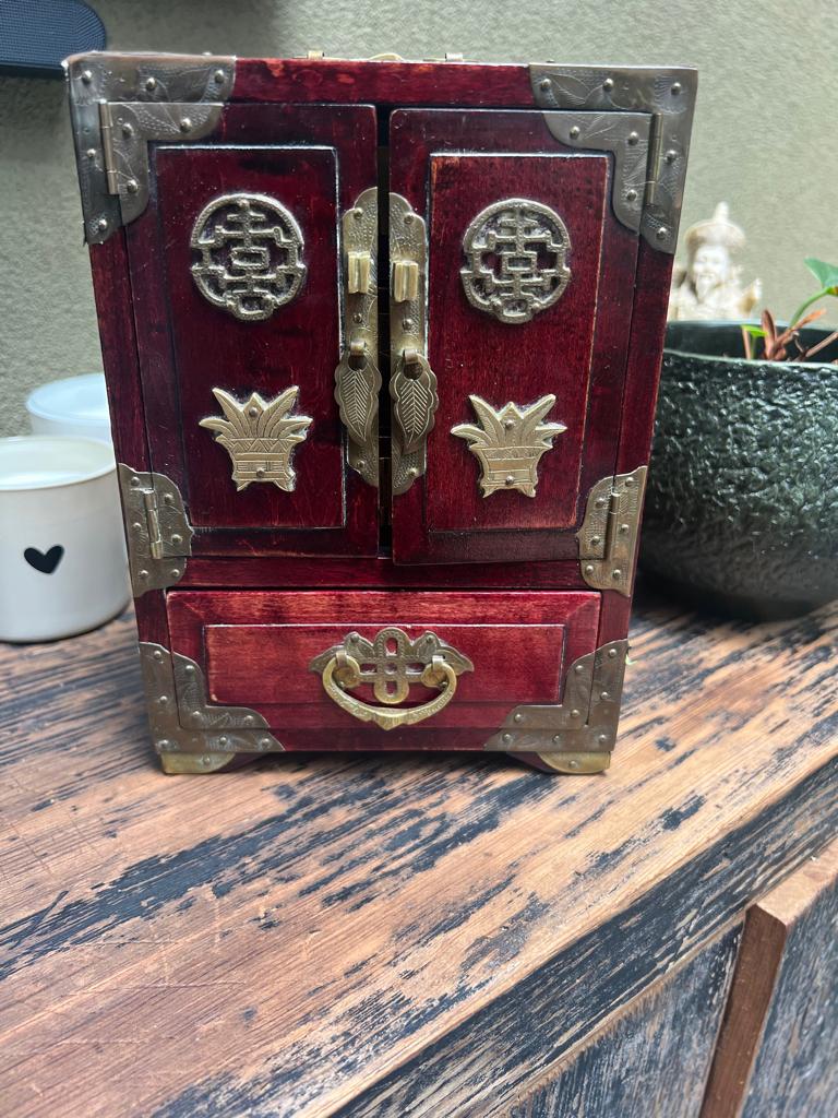 Chinees sieradenkastje kastje kist jade ingelegd Chinese, Ophalen of Verzenden