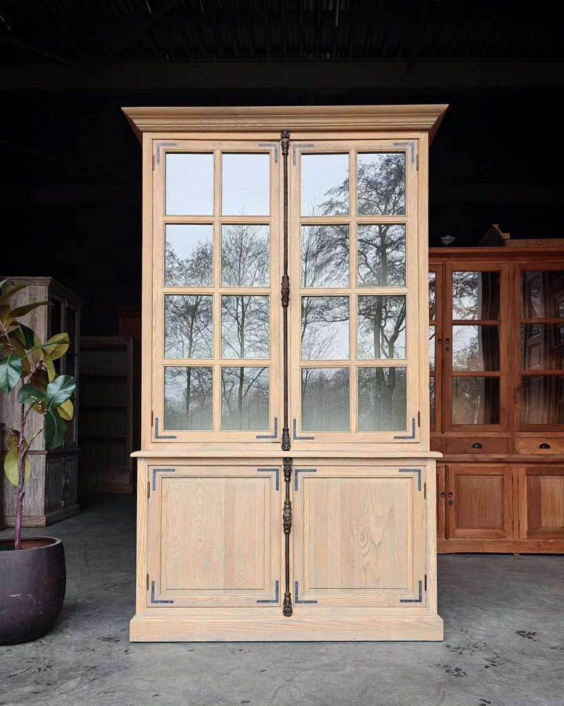 Zeer mooie eikenhouten vitrinekast | Franse buffetkast #2658, Niet ingevuld, 100 tot 150 cm, 200 cm of meer, Niet ingevuld