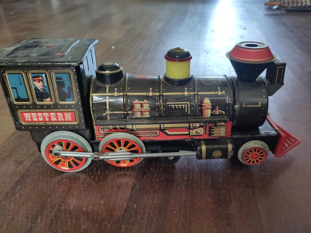 Vintage Blikken Speelgoed Stoomlocomotief 'Western', Ophalen of Verzenden, Gebruikt, Locomotief, Overige merken