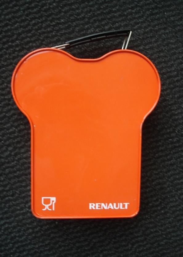 Zgan zeldzame oranje vintage metalen Renault broodtrommel, Ophalen of Verzenden, Zo goed als nieuw, Auto's
