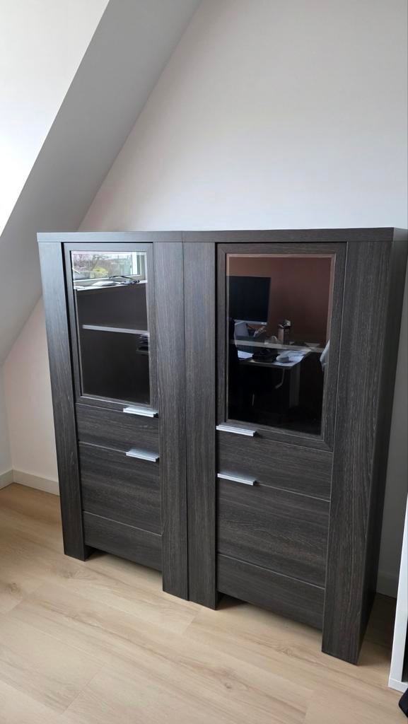 Kasten(vitrine) met softclose en glazen ruit, Ophalen, Met deur(en), 100 tot 150 cm, 50 tot 100 cm