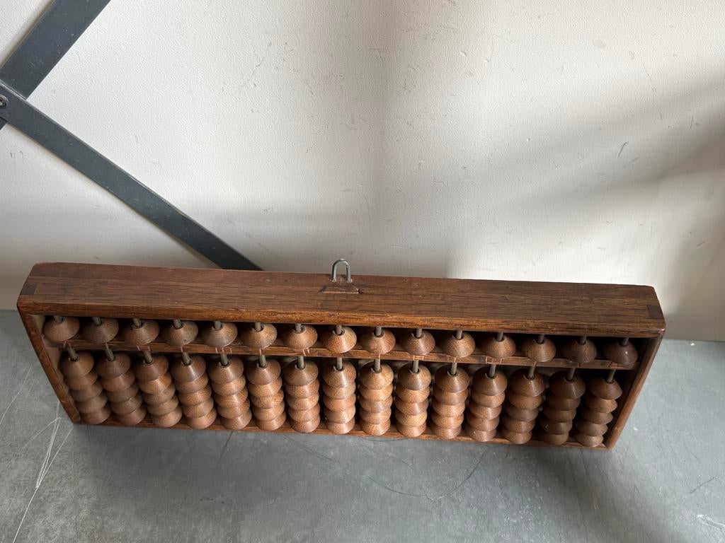 Vintage Chinees Telraam van Hout met Tekst, Ophalen