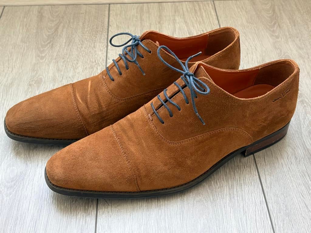 Van Lier schoenen maat 43 (9) lichtbruin suede, Kleding | Heren, Ophalen of Verzenden, Gedragen, Bruin, Veterschoenen