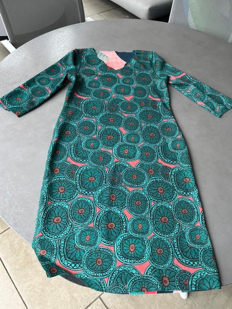 Groen roze/rode Lizzy & Coco jurk, 2 zijden draagbaar, mt L, Verzenden, Maat 42/44 (L), Knielengte, Groen