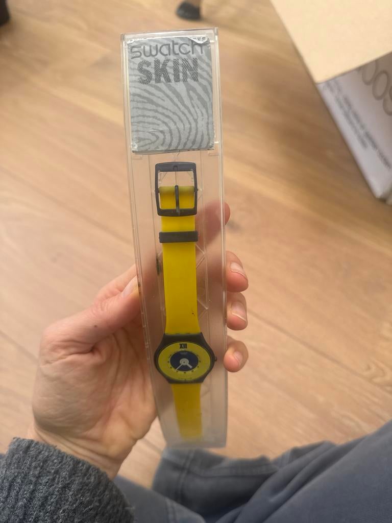 Swatch Skin geel blauw '98, Kunststof, Polshorloge, Swatch, Ophalen of Verzenden