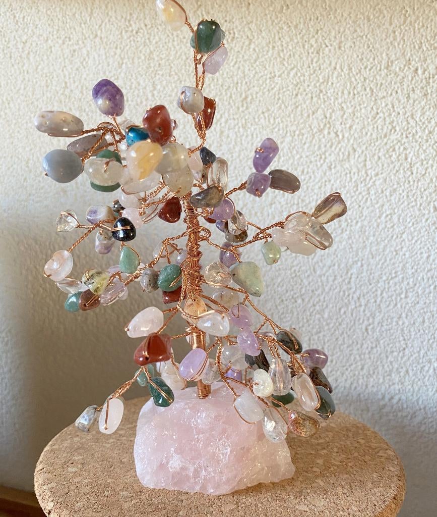 edelsteen boompje / Bonsai Chysopraas Aventurijn Rozekwarts, Ophalen of Verzenden