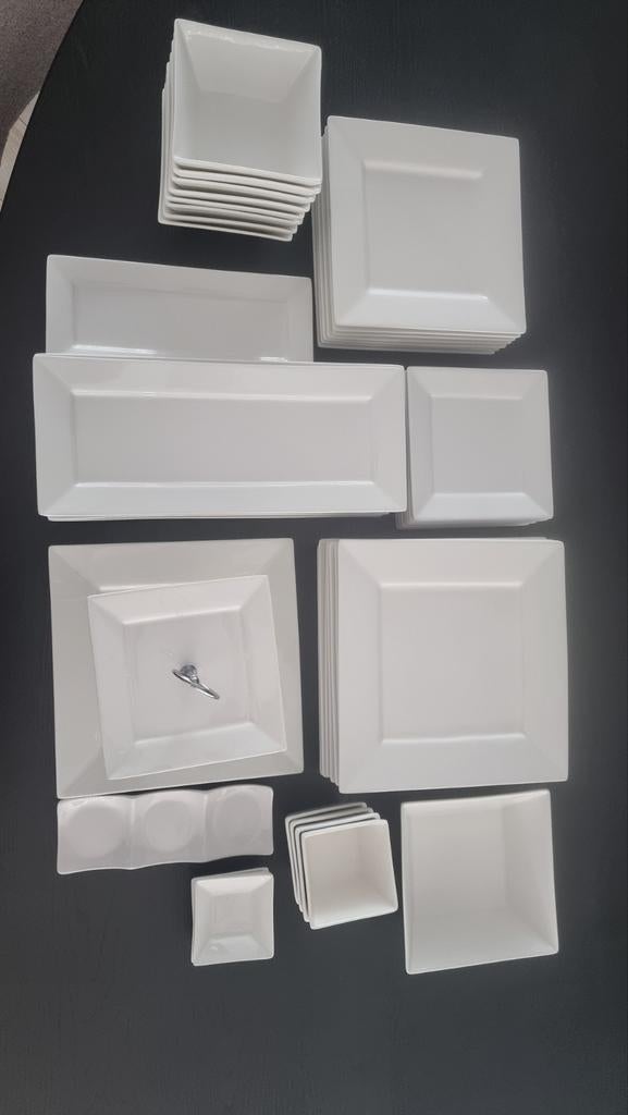 Serviesset Xenos vierkant wit porselein, Ophalen, Zo goed als nieuw