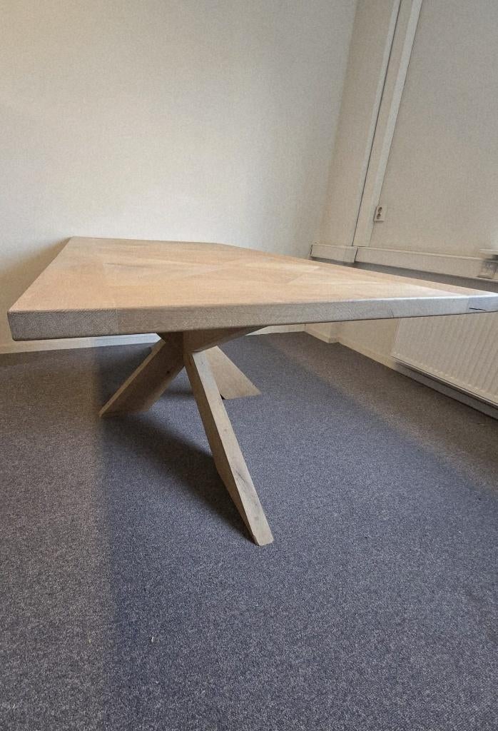 Massief eiken design tafel 200x100 Ingelegd kasteelvloerblad, Huis en Inrichting, Tafels | Eettafels, Ophalen, EigenMeubelmakerij