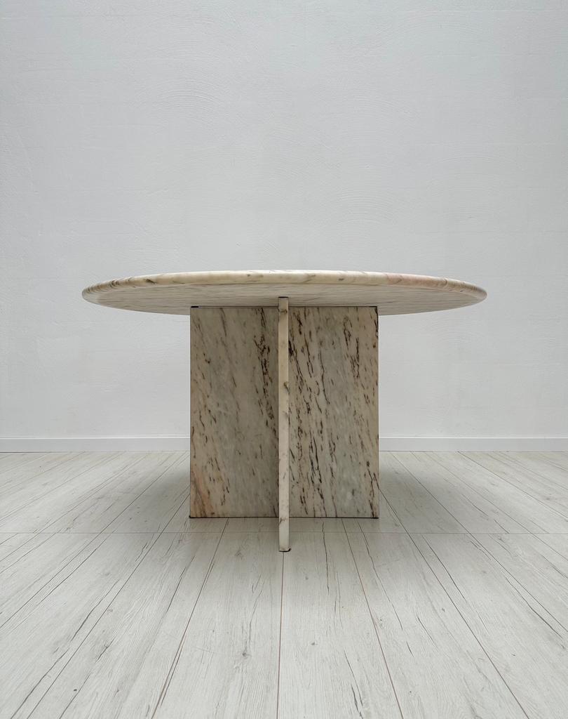 Vintage Design Eettafel Marmer Jaren 70 Mid Century, Overige materialen, Mid Century Modern, Vintage, Retro, Rond, Ophalen of Verzenden