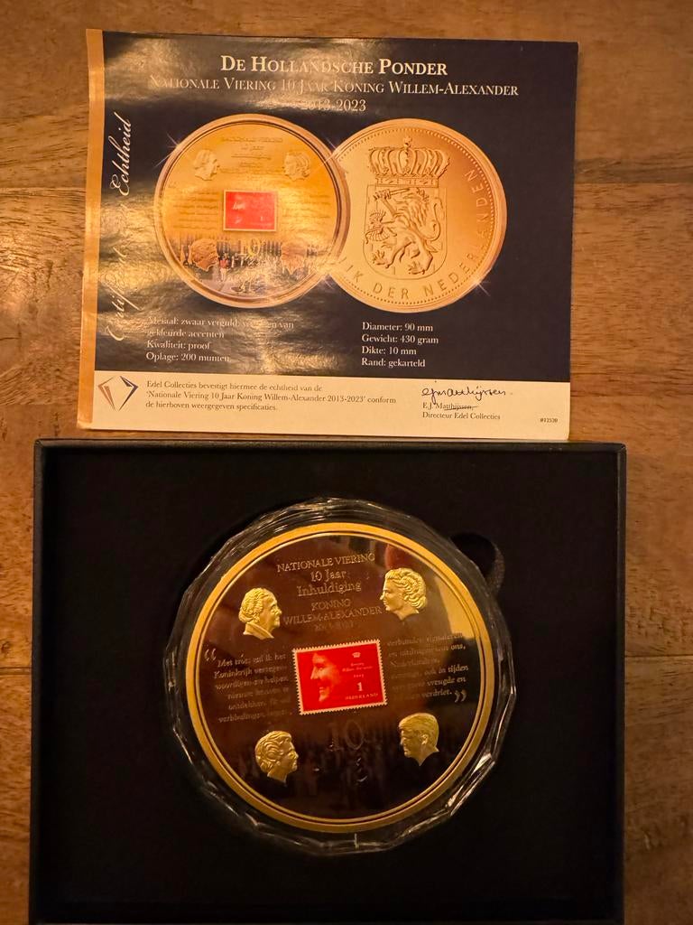 Hollandsche Ponder 10 Jaar Koning Willem-Alexander in OVP, Ophalen of Verzenden, Koningin Beatrix, Overige waardes, Losse munt
