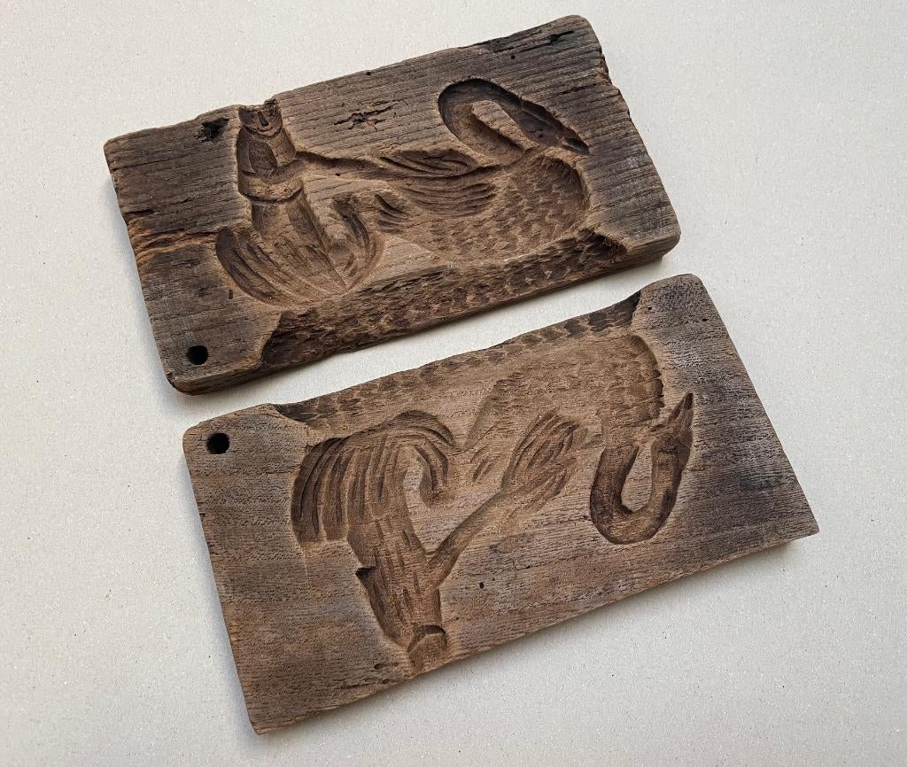 Antieke suikerplank afbeelding zwaan, Ophalen of Verzenden, Gebruikt