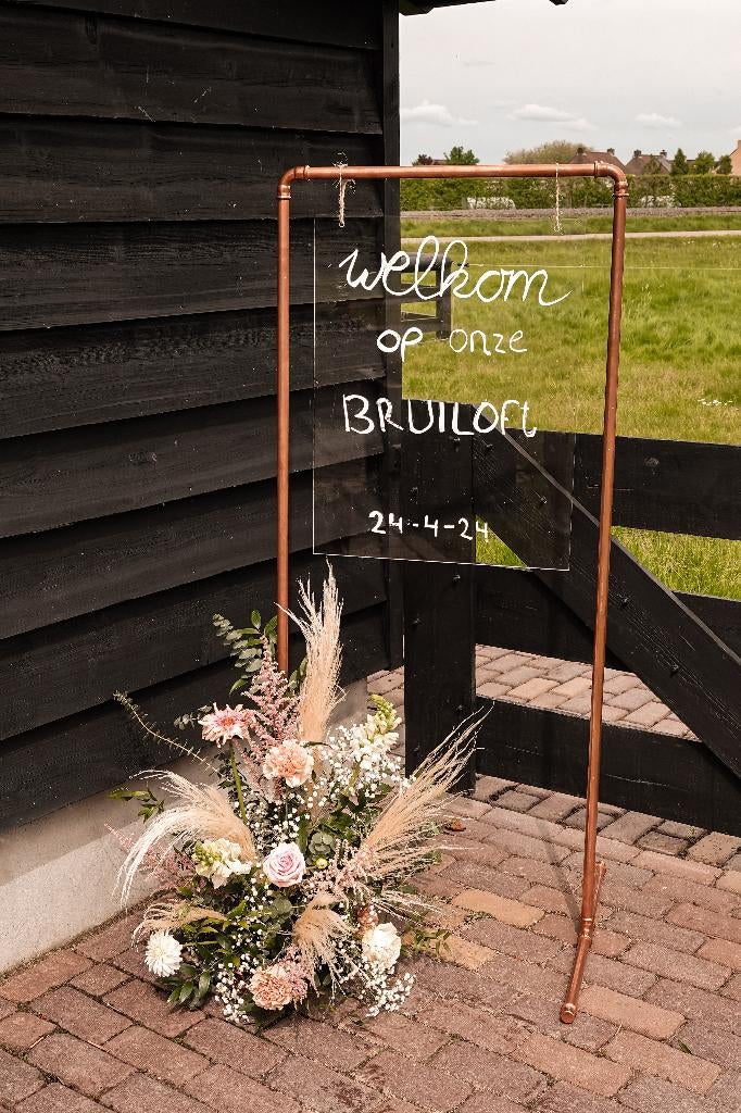 Frame koperen welkomsbord - Te Huur, Hobby en Vrije tijd, Feestartikelen | Verhuur, Geboorte of Huwelijk, Ophalen