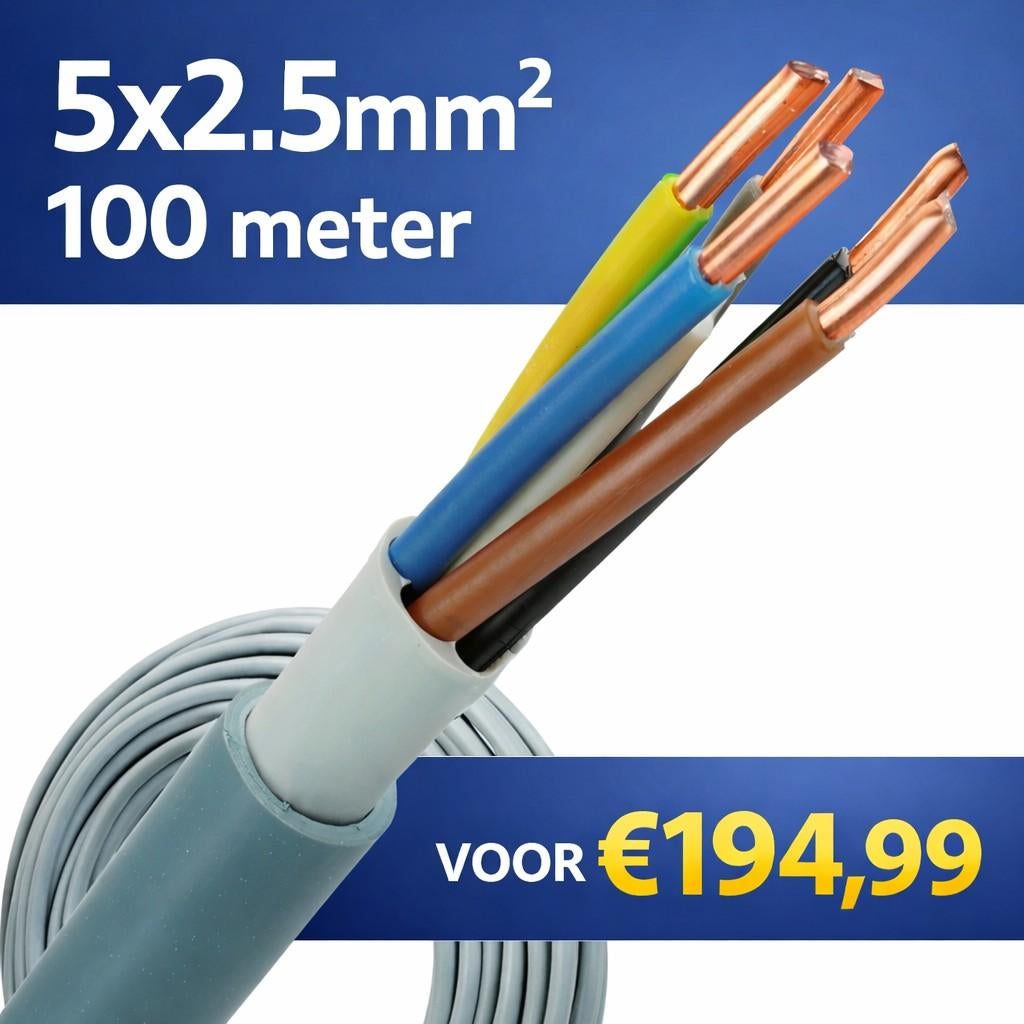 DRAKA YMvK 5x2.5mm² 100 meter voor €194,99, Ophalen of Verzenden, Nieuw, Kabel of Snoer