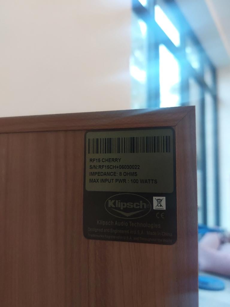 Klipsch RF15, Gebruikt, 60 tot 120 watt, Front, Rear of Stereo speakers, Ophalen