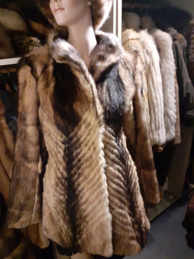 Vintage echte bruine  bontjas bont jas bontjasje maat 36, Ophalen of Verzenden