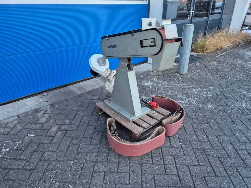 GRIMAX 150x2000mm Bandschuurmachine, Afzuiging, Schuurbanden, Danmark, Gebruikt, Bandschuurmachine, Info@bolkmachinehandel.nl