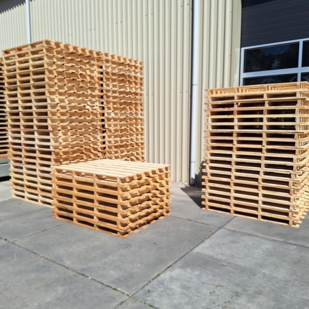 Grote Dubbeldeks pallets met mooie lange planken, Doe-het-zelf en Verbouw, Hout en Planken, Ophalen, Zo goed als nieuw, 50 mm of meer