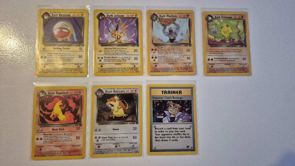 Set van 7 Dark Pokémon kaarten Dark Machoke Dark Electrode, Hobby en Vrije tijd, Verzamelkaartspellen | Pokémon, Zo goed als nieuw