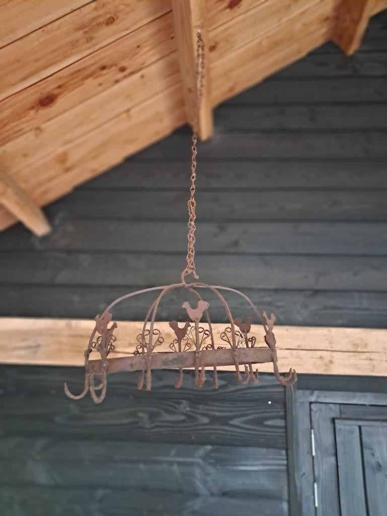 Sfeervol vintage hangrek met haakjes – landelijk / brocante, Ophalen of Verzenden