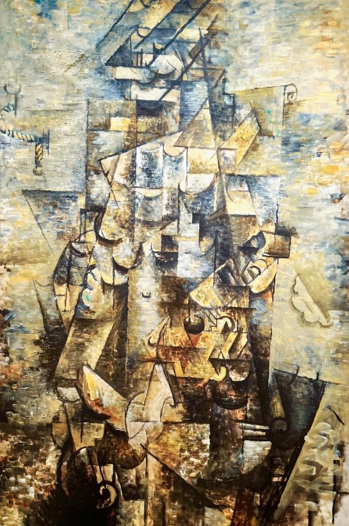 Georges Braque - Man met gitaar - schilderij repro op canvas, Ophalen