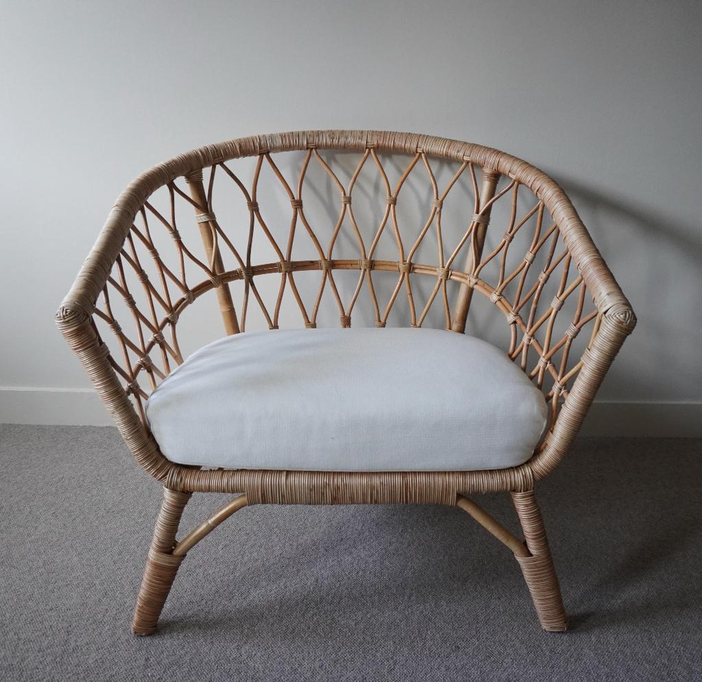 IKEA Stockholm rotan fauteuil groot 2017 1e editie, Ophalen, Zo goed als nieuw, 50 tot 75 cm, Riet of Rotan