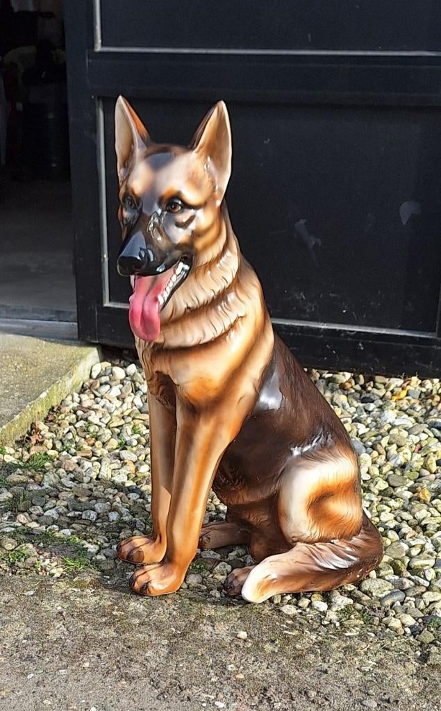 Handmade Italy midcentury porseleinen beeld herdershond., Ophalen