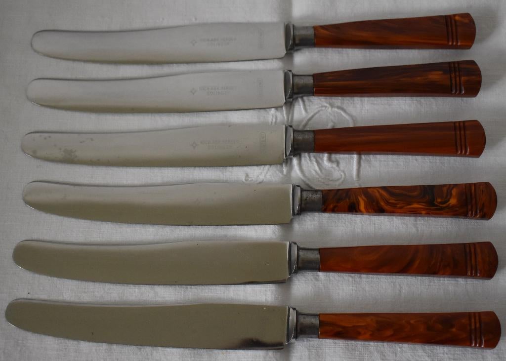 6 oude/antieke diner messen Rich.Abr.Herder Solingen, Ophalen of Verzenden