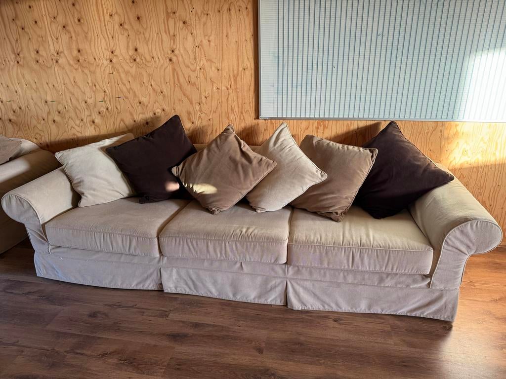 Gratis bank met kussens - 2,90m breed, Huis en Inrichting, Ophalen, Gebruikt, Stof