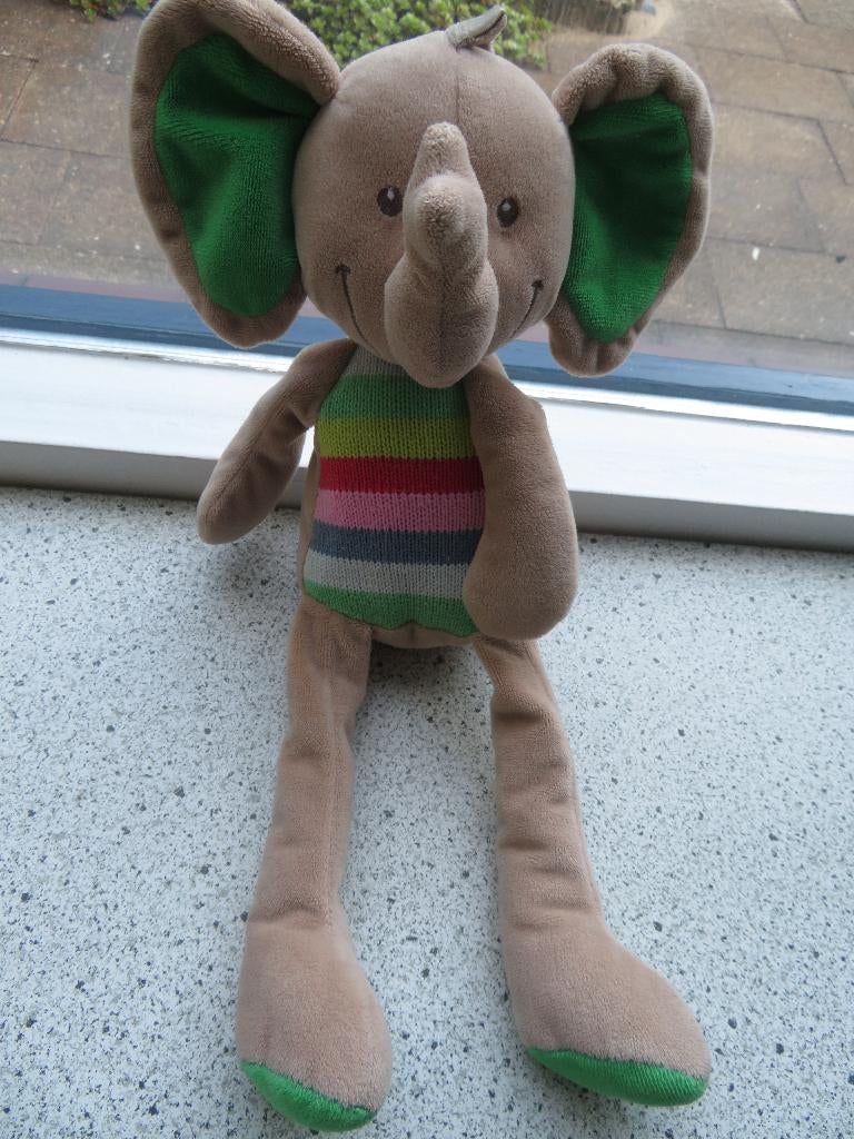 Olifant merk Nicotoy met gestreept lijf groen oren, Ophalen of Verzenden, Olifant