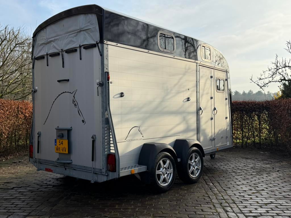 Extreem dikke bockmann big portax vol aluminum en zadelkamer, Dieren en Toebehoren, Duitsland, Aluminium, Zo goed als nieuw, 2-paards trailer