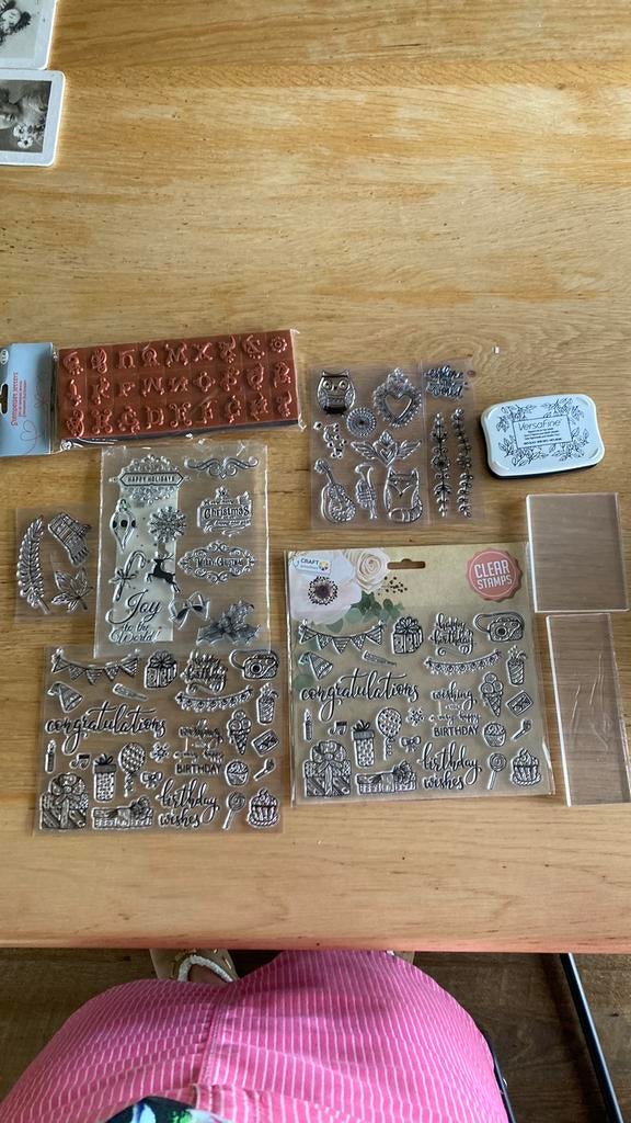 Zwarte Versafine inkt met stempels, Hobby en Vrije tijd, Ophalen, Zo goed als nieuw, Houten stempel