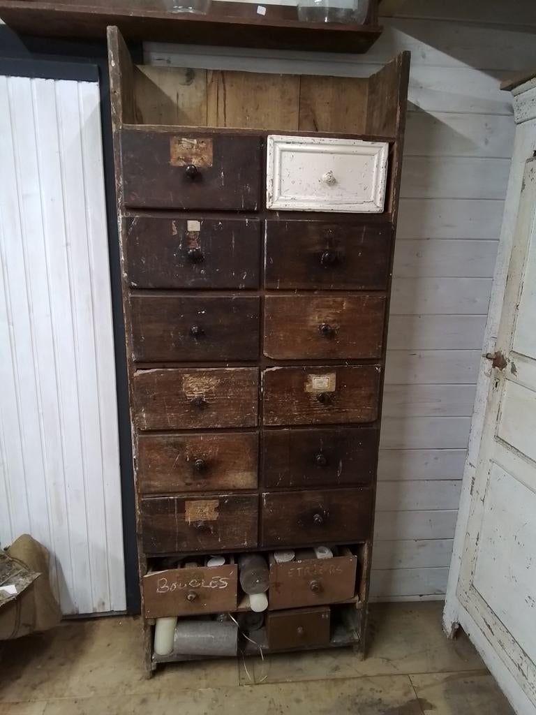 Oude kast vakkenkast ladenkast brocante, Antiek en Kunst, Curiosa en Brocante, Ophalen