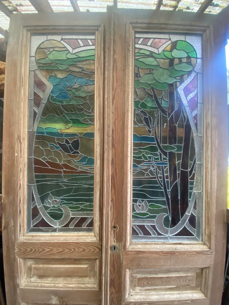 Art Nouveau/Art Deco Glas in Lood Raam, Ophalen of Verzenden