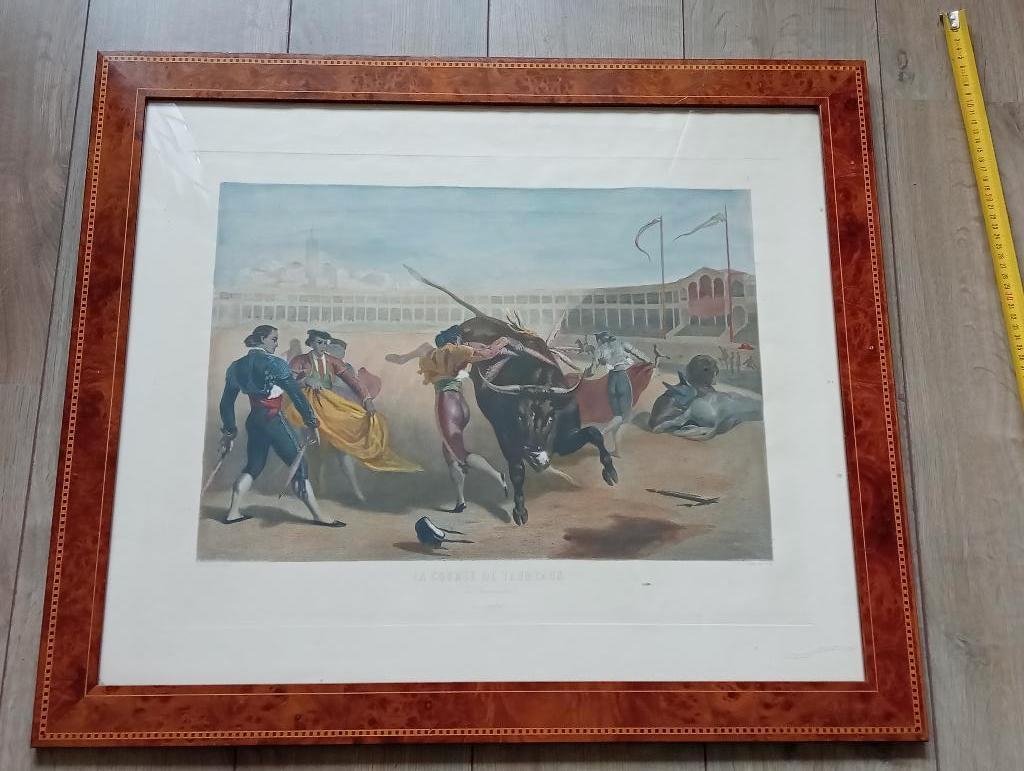 Gravure "La course de taureaux" - Louis-Eugene Ginain, Antiek en Kunst, Kunst | Etsen en Gravures, Ophalen
