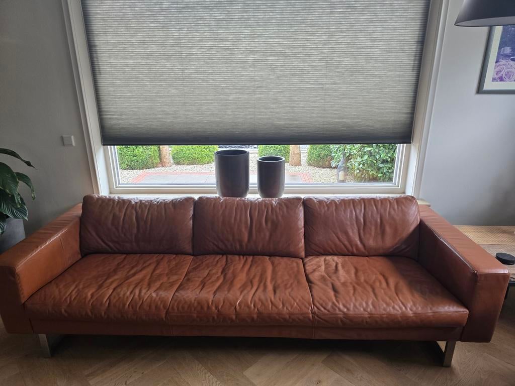 MOET WEG Cognackleurig bankstel "Machalke" (2- en 3-zits), Ophalen, 250 tot 300 cm, Gebruikt, Driepersoons