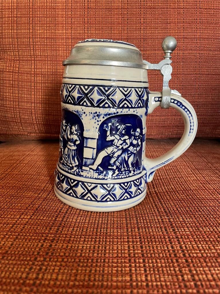 WMF: originele stenen bierpul met tinnen deksel, Ophalen of Verzenden