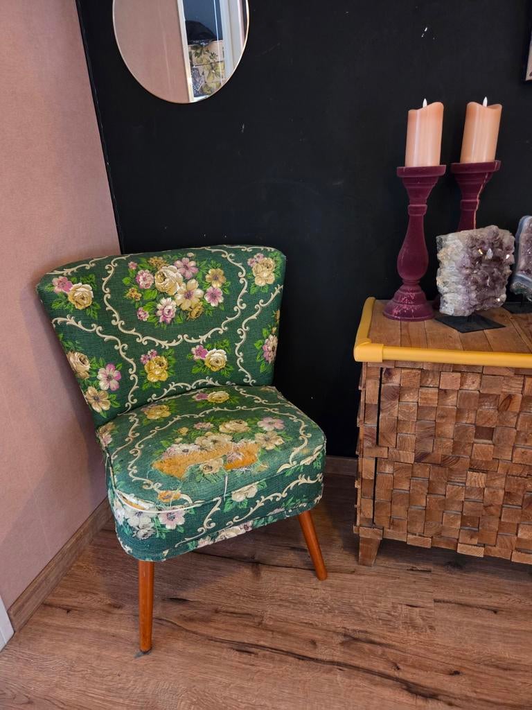 Vintage cocktail stoel, Huis en Inrichting, Fauteuils, Ophalen, Gebruikt, Stof