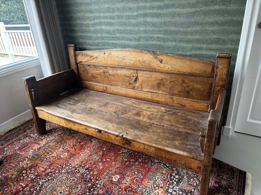 Spaanse houten bank 18/19e eeuw, Antiek en Kunst, Antiek | Meubels | Stoelen en Banken, Ophalen