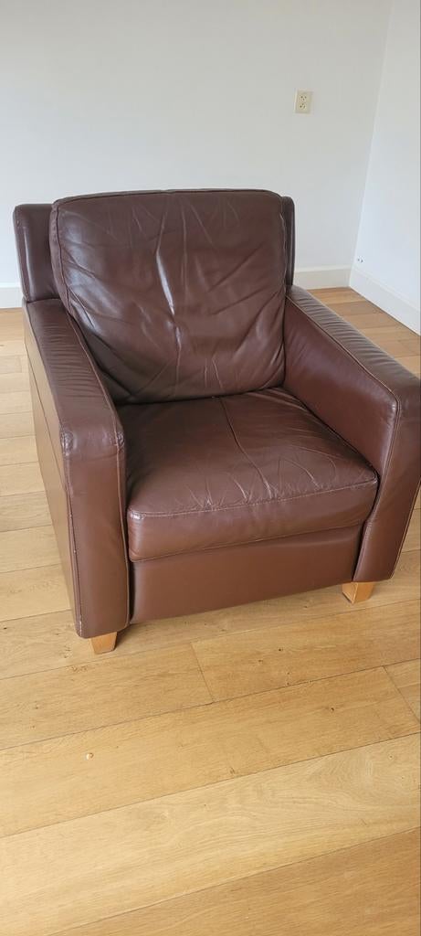 Gratis leren fauteuil, Gebruikt, Ophalen of Verzenden, 50 tot 75 cm, Leer