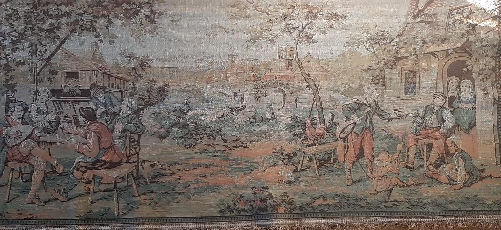 Gobelin wandkleed, Middeleeuws drinkgelag, Ophalen of Verzenden