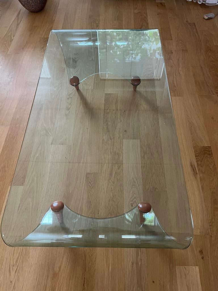 Glazen design salontafel Fiam, Ophalen, 100 tot 150 cm, 50 tot 100 cm, Glas