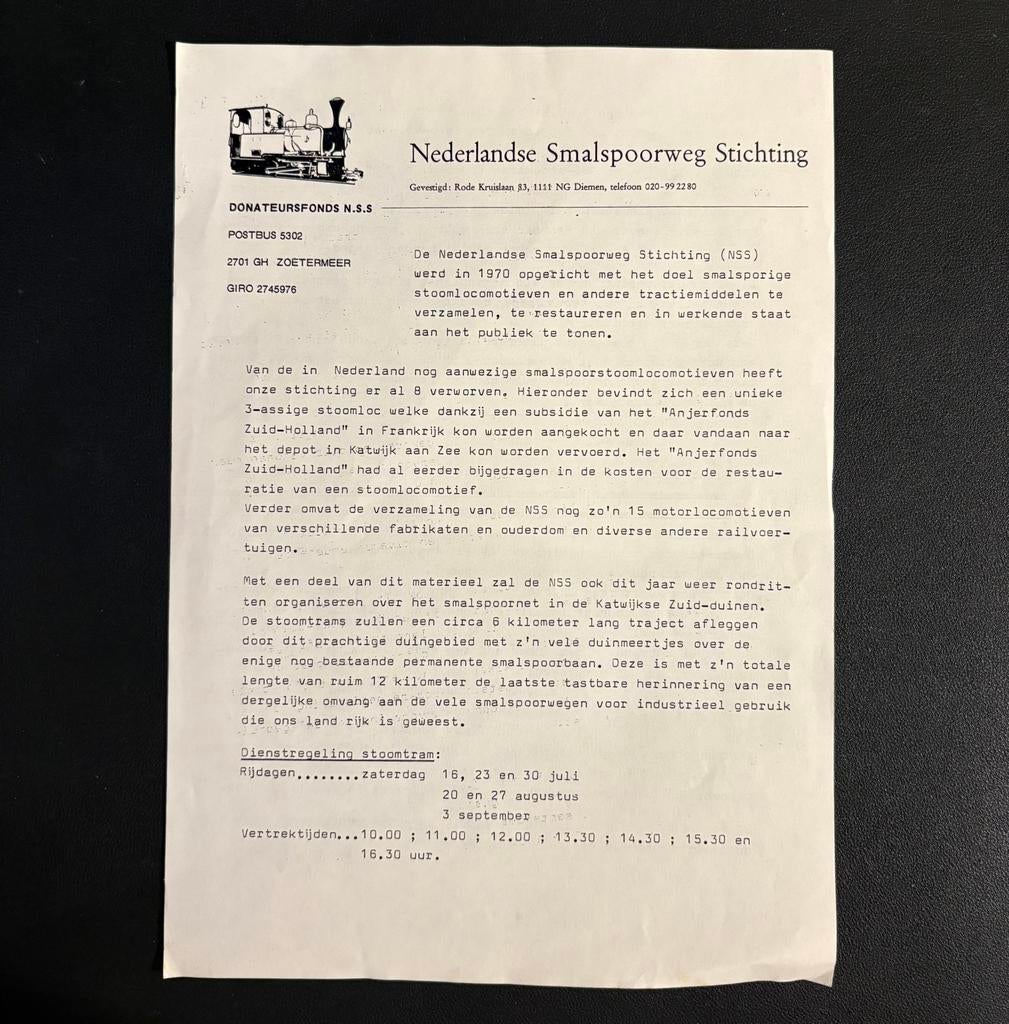 Nieuwsbrief Ned. Smalspoor Stichting (jaren 80), Ophalen of Verzenden, Gebruikt, Trein