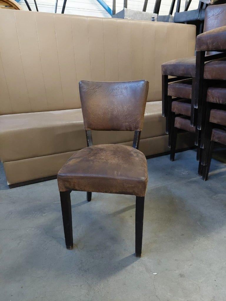 horeca restaurant stoel hout bruin stapelbaar, Gebruikt, Bruin, Vijf, Zes of meer stoelen, Leer