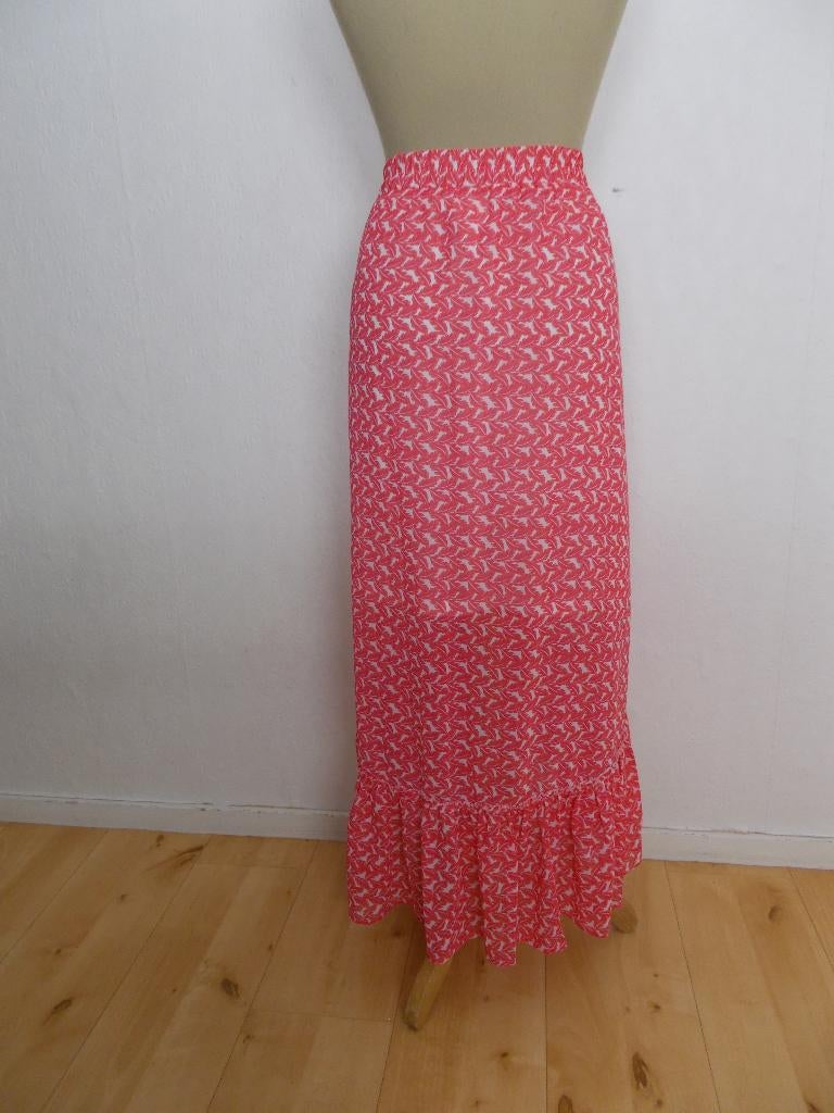 Boho roze/witte maxi print rok! 44, Kleding | Dames, Verzenden, Maat 42/44 (L), Zo goed als nieuw, Roze