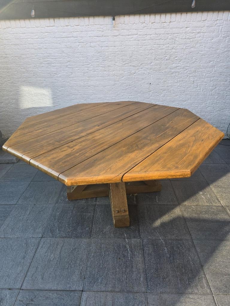 Tuintafel + 6 stoelen, Tuin en Terras, Tuintafels, Ophalen, Gebruikt, Rond, Hout
