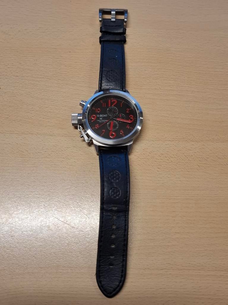 U-Boat horloge met origineel zwart leren bandje, Sieraden, Tassen en Uiterlijk, Horloges | Heren, Gebruikt, Polshorloge, Overige merken